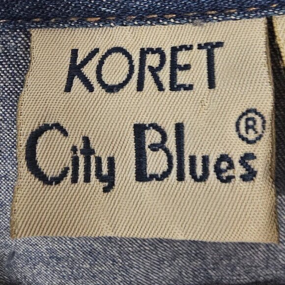 Vintage Blue Chambray Blouse "Painted" Floral Studded Ruched Boho Artsy 22W - Picture 9 of 12